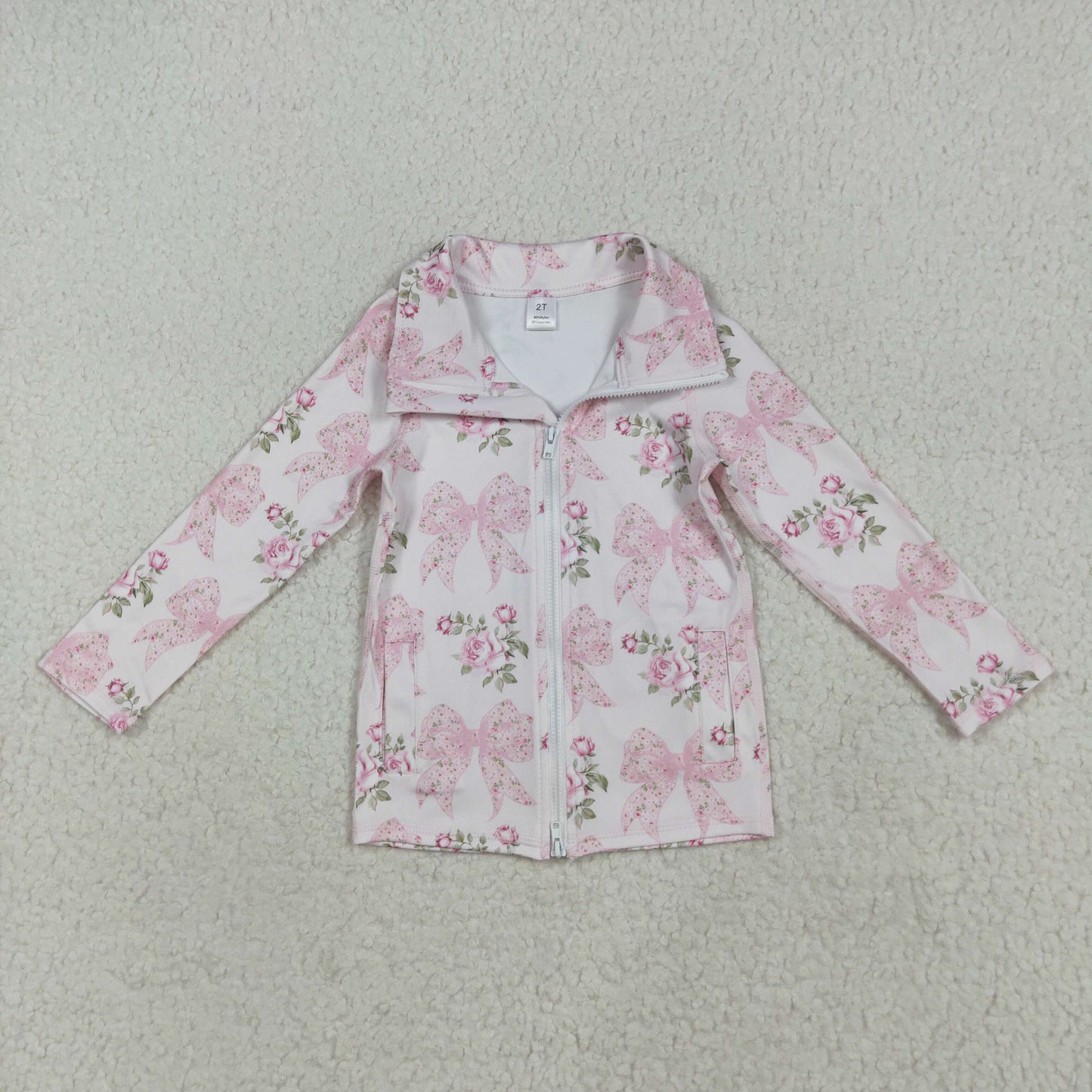 Sibling Baby Girls Floral Long Sleeve Active Pullover With  Zipper and Pocket
