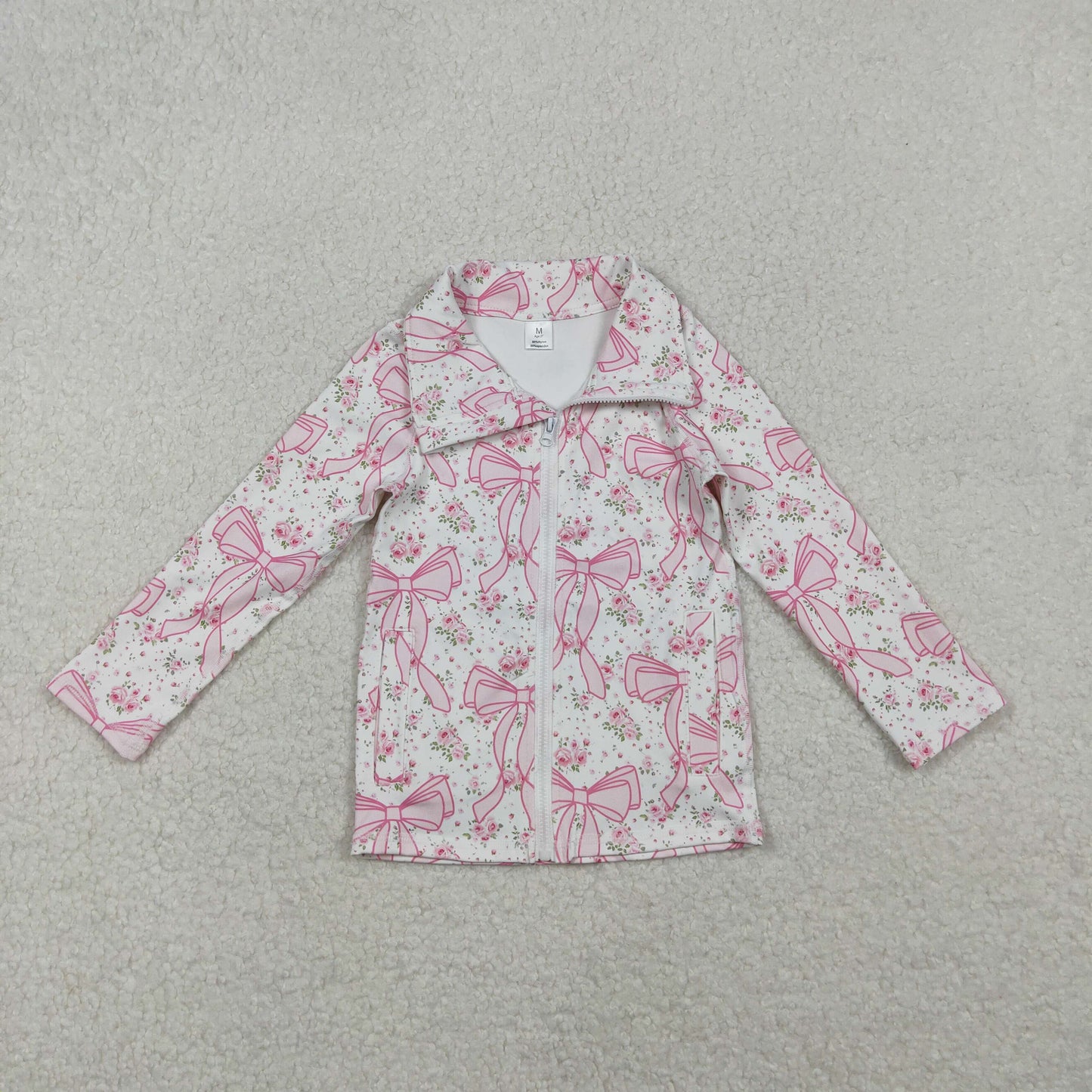 Sibling Baby Girls Floral Long Sleeve Active Pullover With  Zipper and Pocket