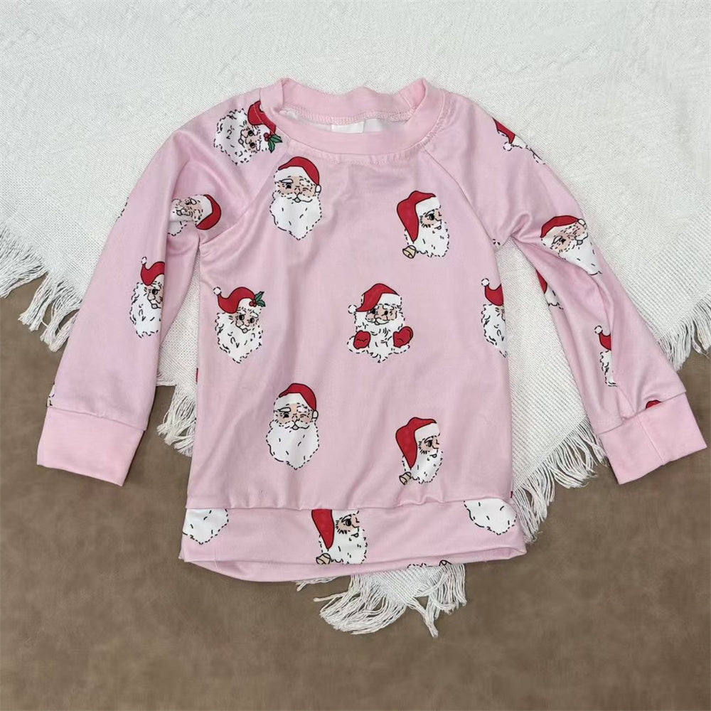 Sibling Kids Girls Boys Christmas Santa Long Sleeve Top