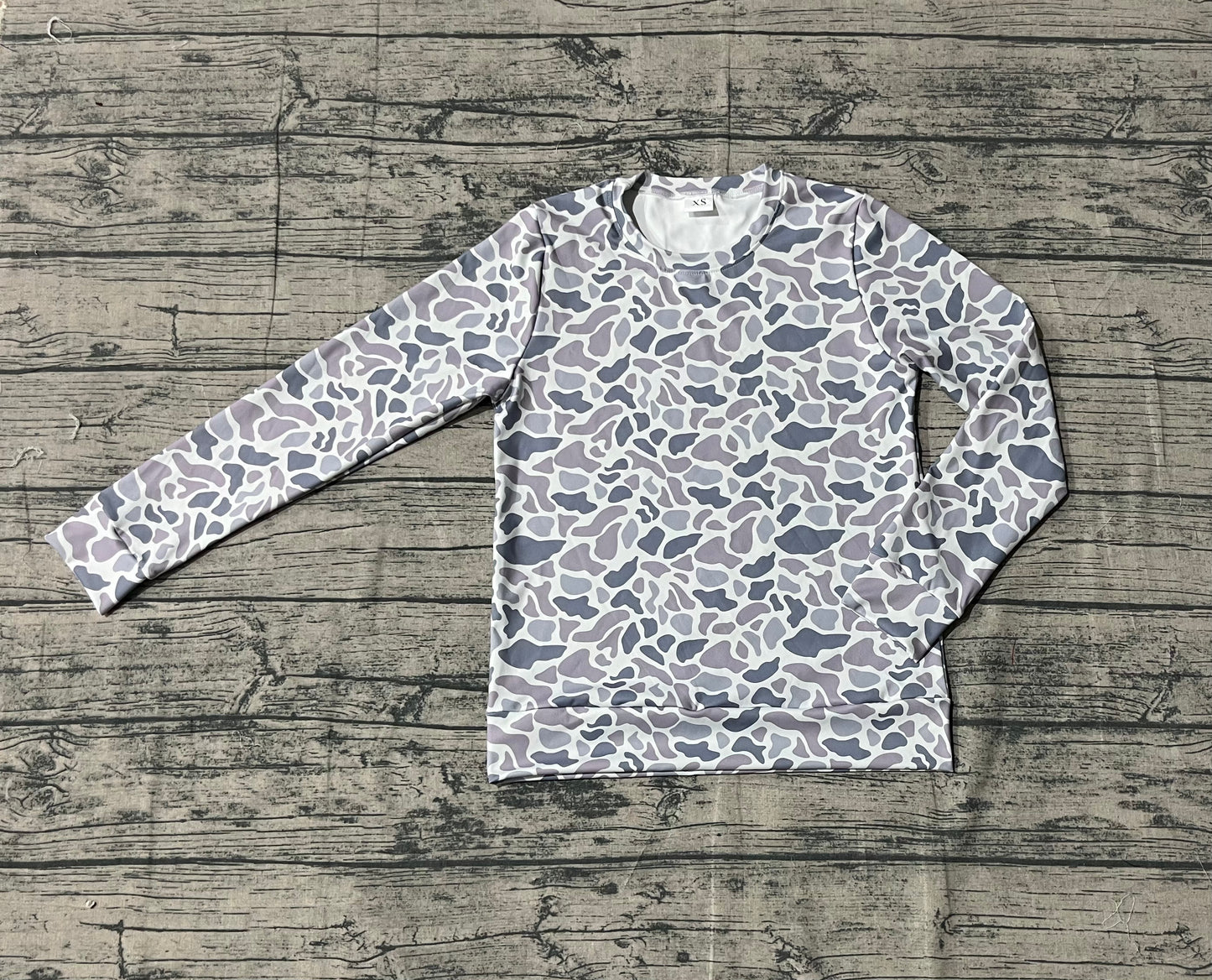 GT1127 Adult Women Grey Camo Long Sleeve Top