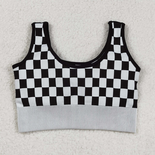 GT1189 Adult Women Black Checked Active Sport Tank Top
