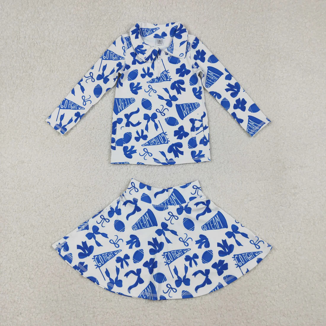 Sibling Baby Girls Football Team Go Fight Pullover With Pants /Skort Active Outfit