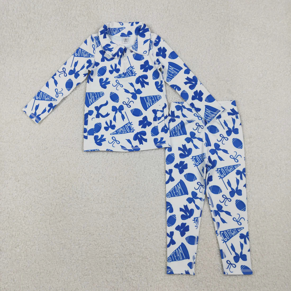 Sibling Baby Girls Football Team Go Fight Pullover With Pants /Skort Active Outfit