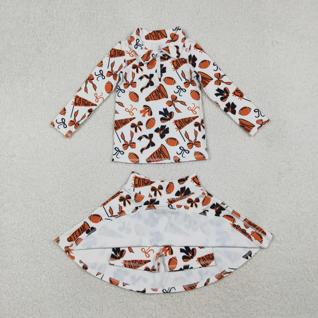 Sibling Baby Girls Football Team Go Fight Pullover With Pants /Skort Active Outfit