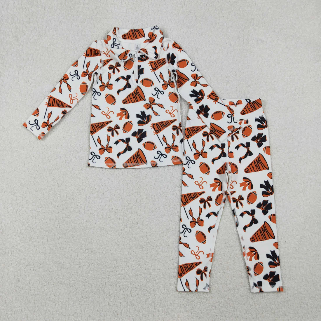 Sibling Baby Girls Football Team Go Fight Pullover With Pants /Skort Active Outfit