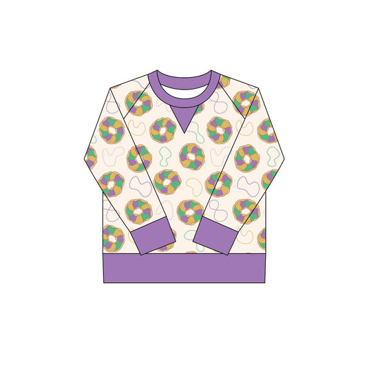 KIds Girls Mardi Gras Doughnut Yoga Long Sleeve Top Preorder