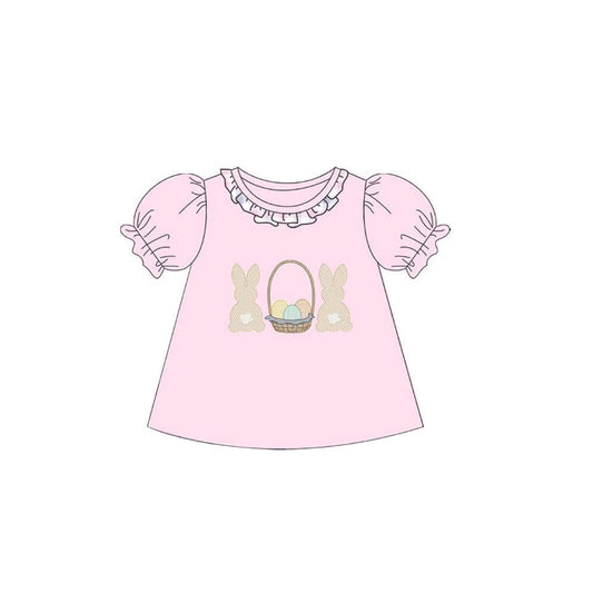 GT1478 baby girls bunny pink short sleeve top preorder