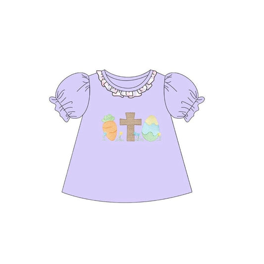 GT1479 baby girls easter violet short sleeve top preorder