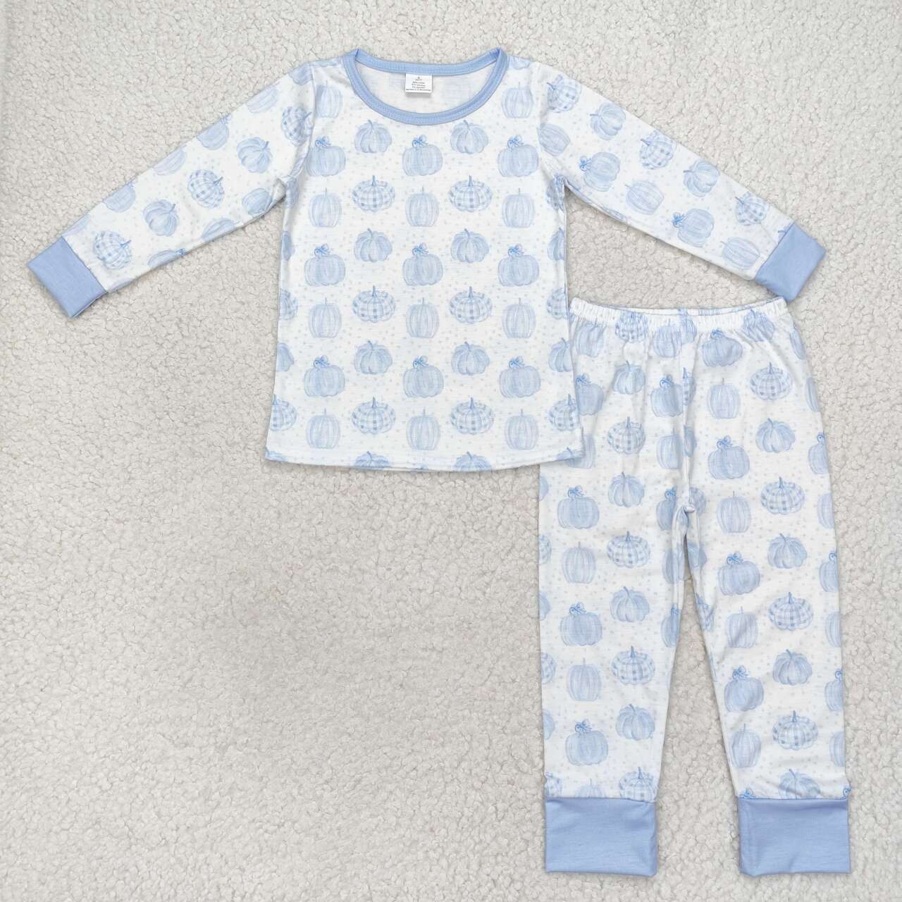 Boys Blue Pumpkin Long Sleeve Bamboo Pajama Set