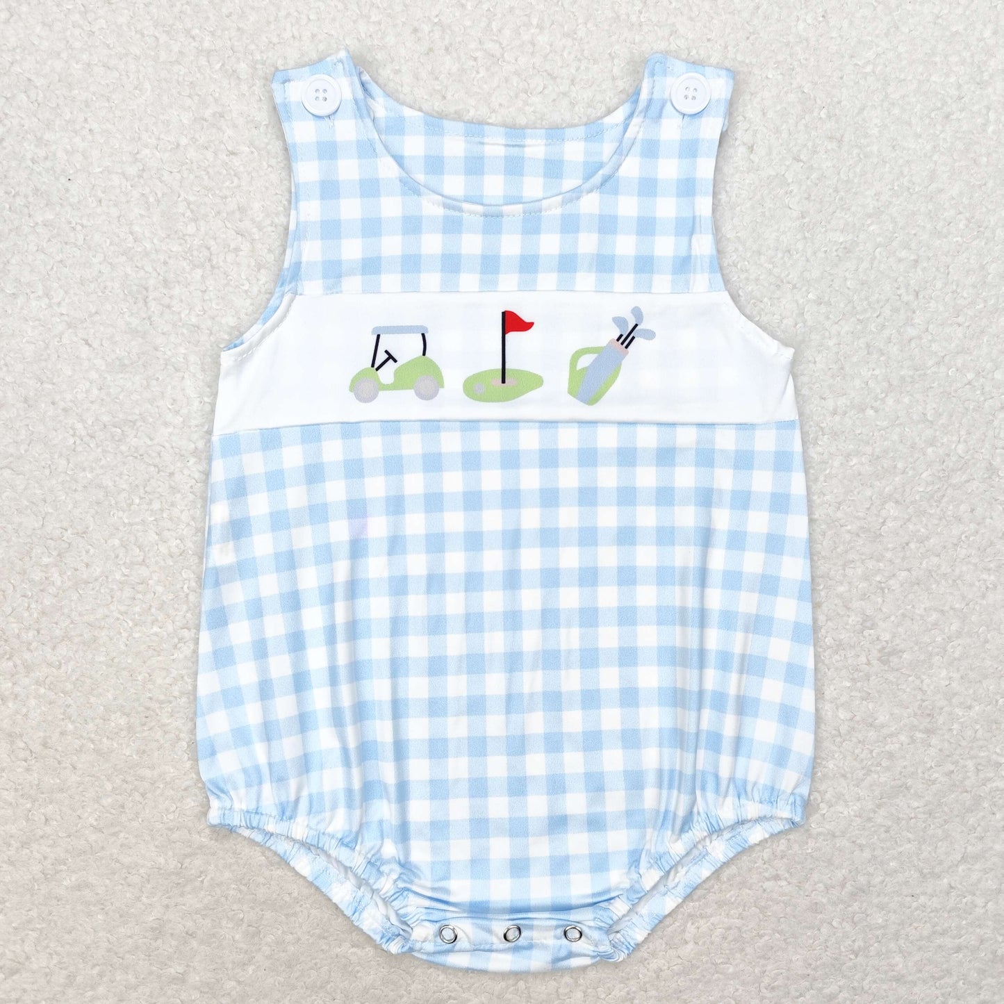 Baby Boys Golf Blue Gingham Bubble Dress