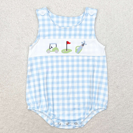 Baby Boys Golf Blue Gingham Bubble Dress