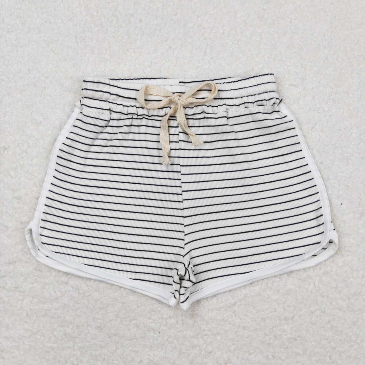 Kids Girls  White Black Color Striped Cotton Shorts