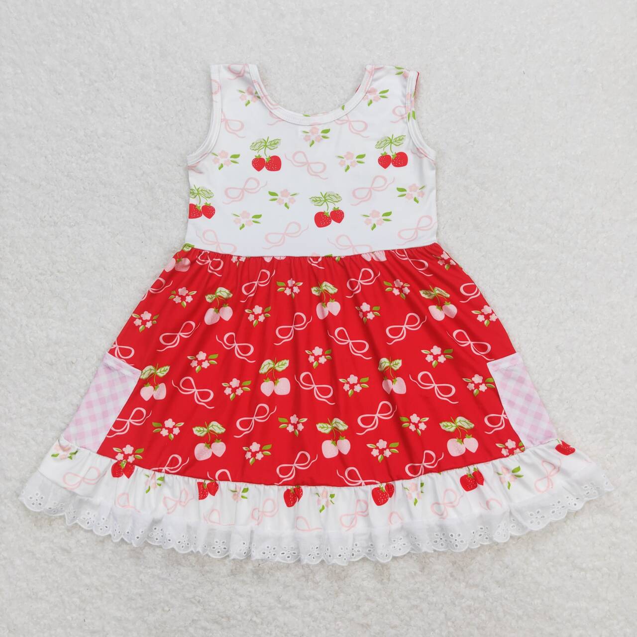 Kids Girls Summer Strawberry Sleeveless Dress
