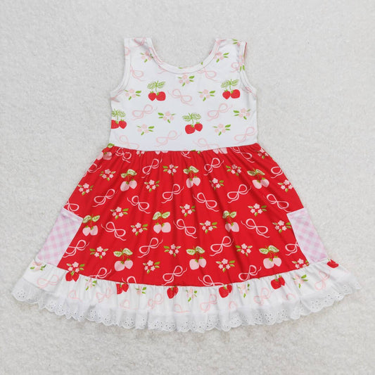 Kids Girls Summer Strawberry Sleeveless Dress