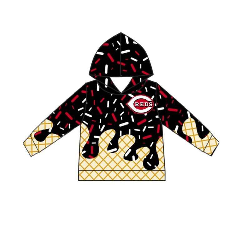 Baby Boys Ice Cream Drip Reds black Team Hoddie Pullover Top 5 MOQ Preorder