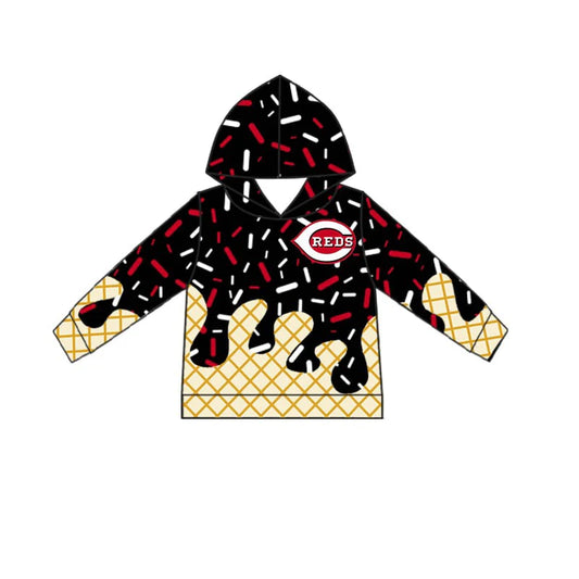 Baby Boys Ice Cream Drip Reds black Team Hoddie Pullover Top 5 MOQ Preorder
