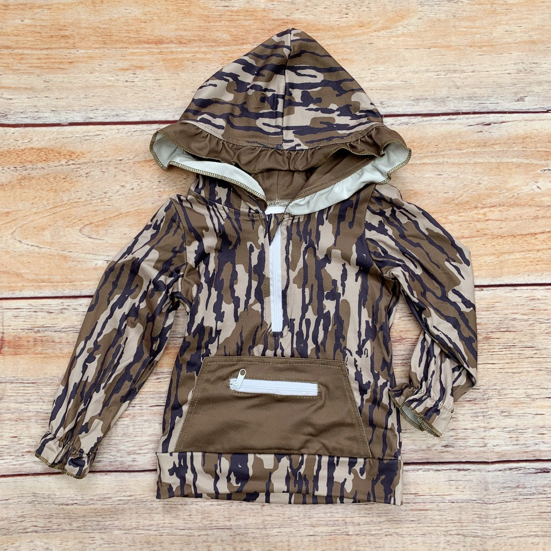 Baby Girls Green Camo Long Sleeve  Hoodie Top With Zipper