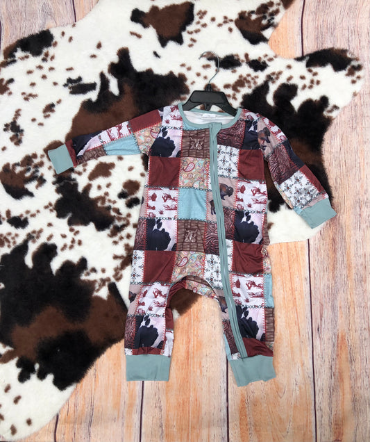 Baby Boys Western Buffalo Patch Zippy Romper