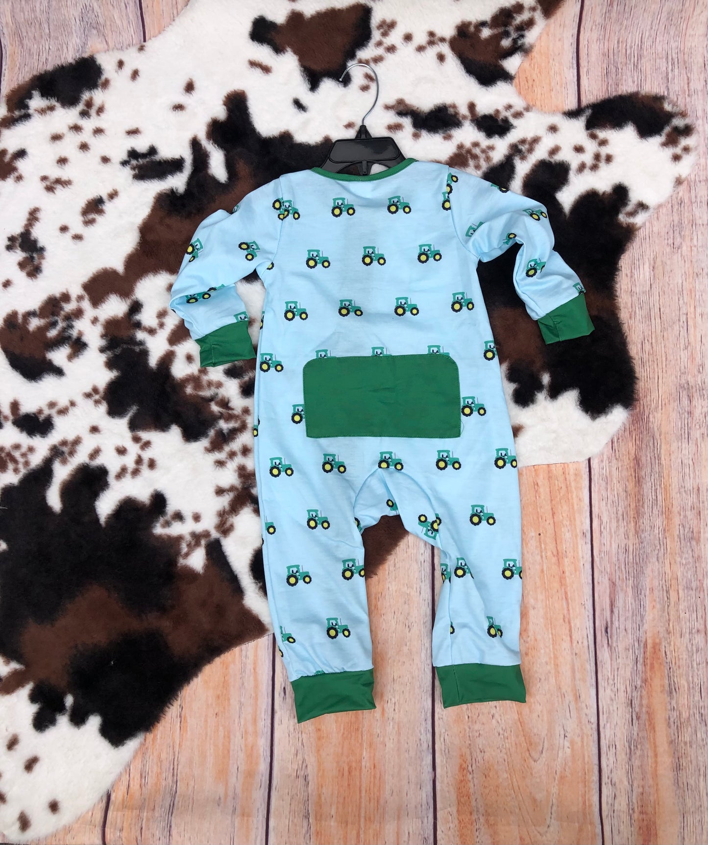 Baby Boys Farm Tractor Zip Bamboo Romper