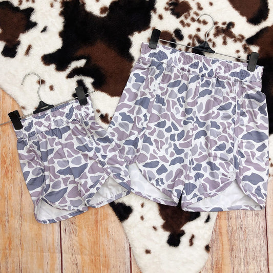 Grey Camo Mommy and Me Summer Shorts Bottoms