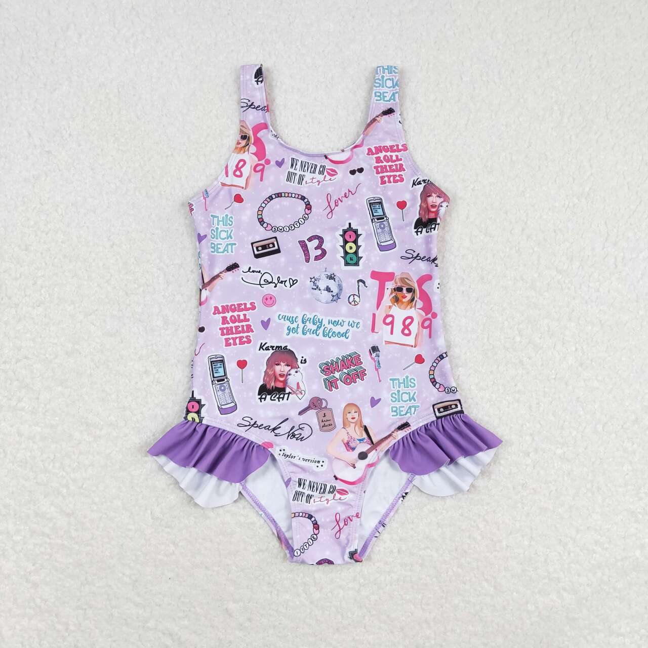 S0388 Baby Girls Taylor Swift One-piece Swimsuit Beach Wear