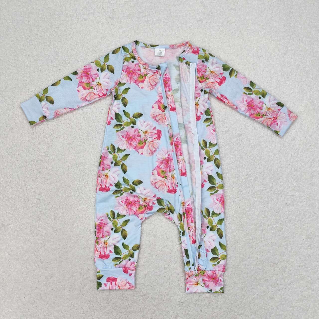 Baby Girls Floral Long Sleeve Zip Bamboo Romper