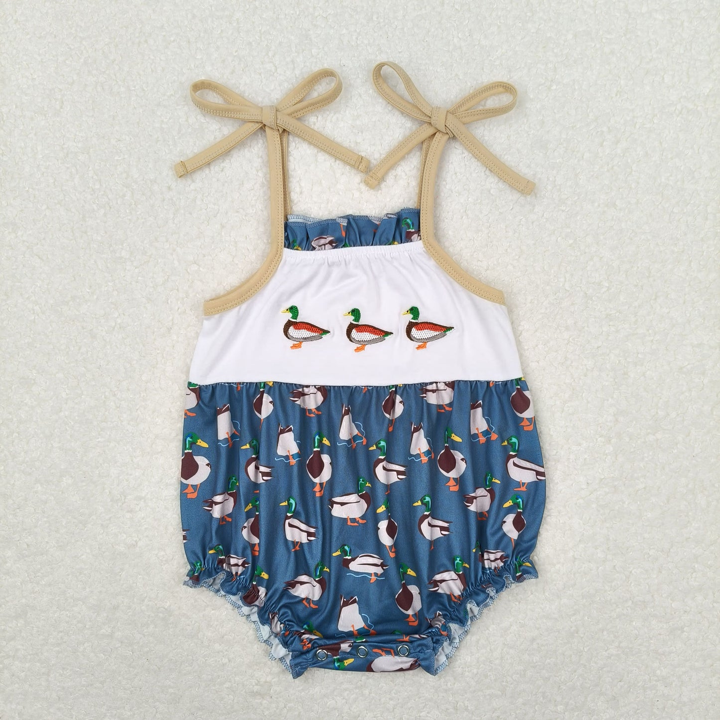 SR1133 Newborn Bay Girls Duck Wild Bubble Romper