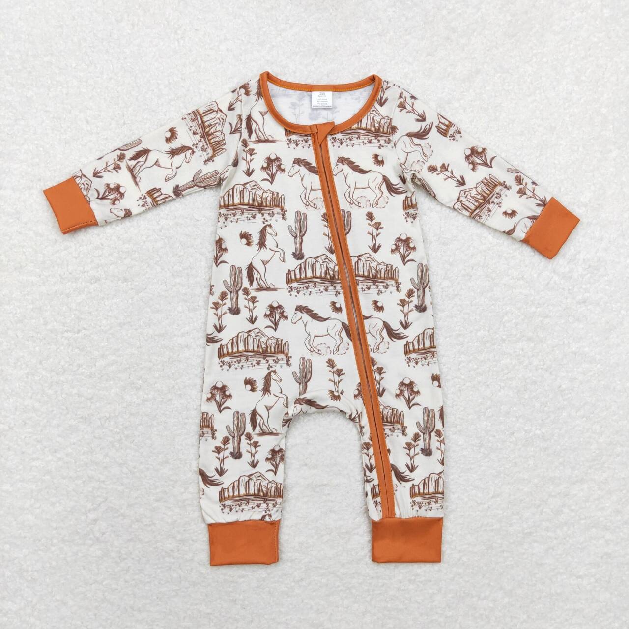 Newborn Baby Boys Western Horse Bamboo Romper