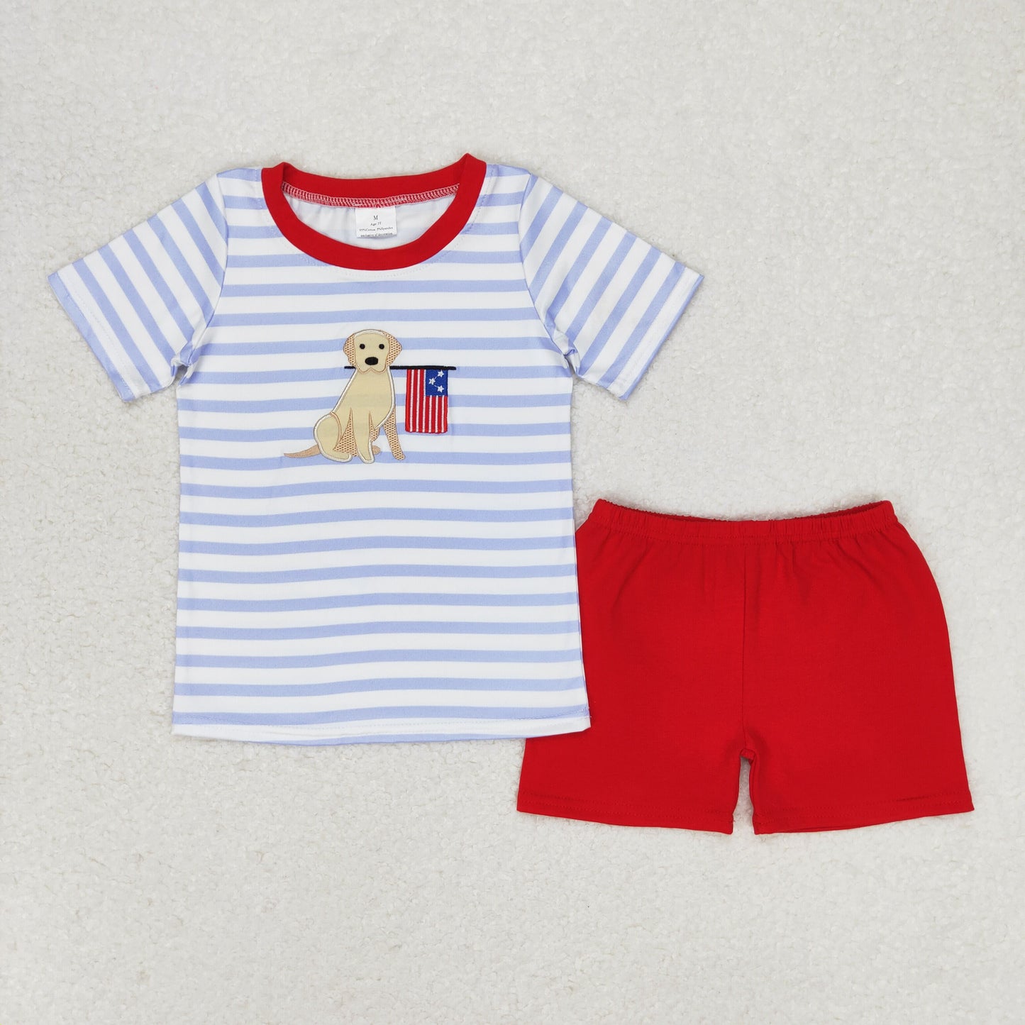 Baby Boys July 4th Dog Red Shorts Outfit