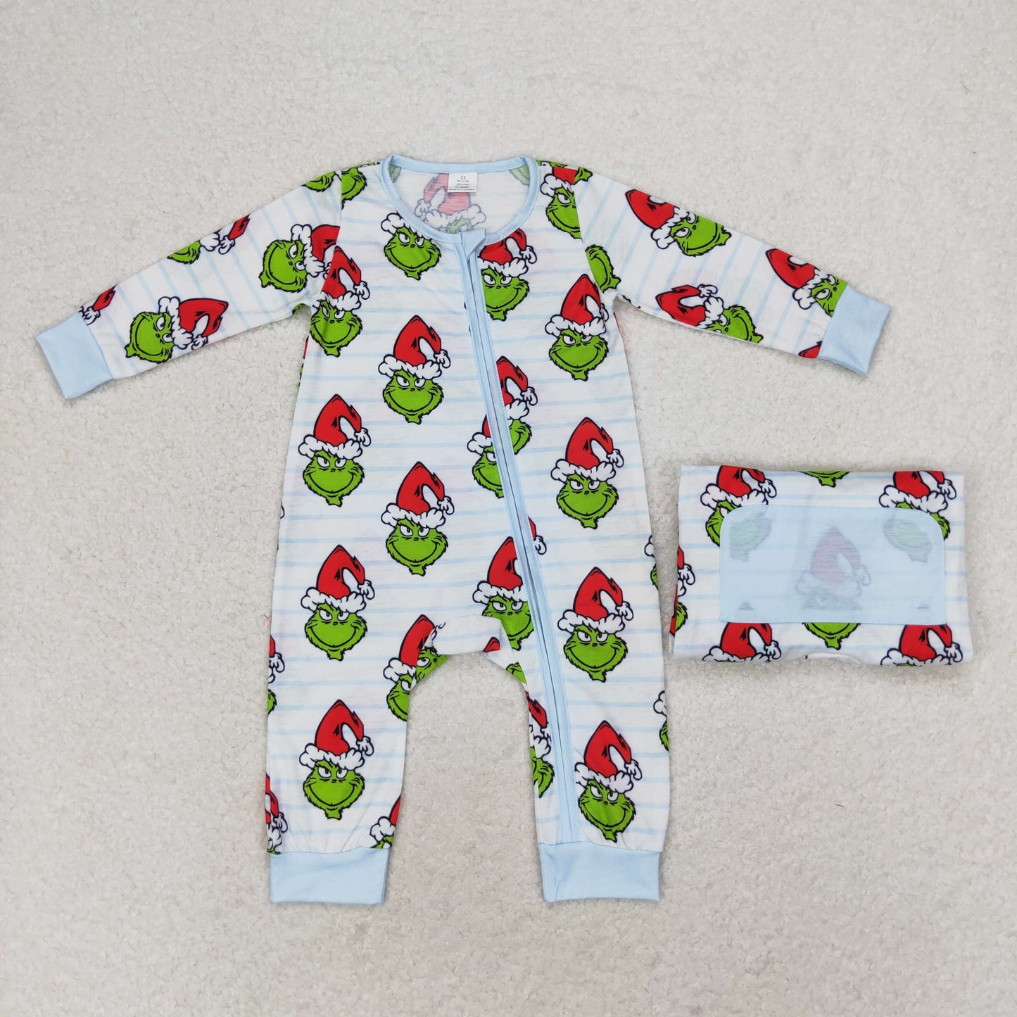 Baby Boys Christmas Green Face Bamboo Romper