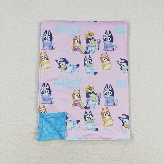 BL0130 Cute Baby Girls Cartoon Blue Dog Blanket