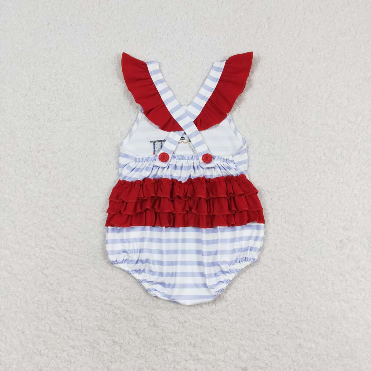 SR1081 Baby Girls Embroidery Flag Dog Bubble