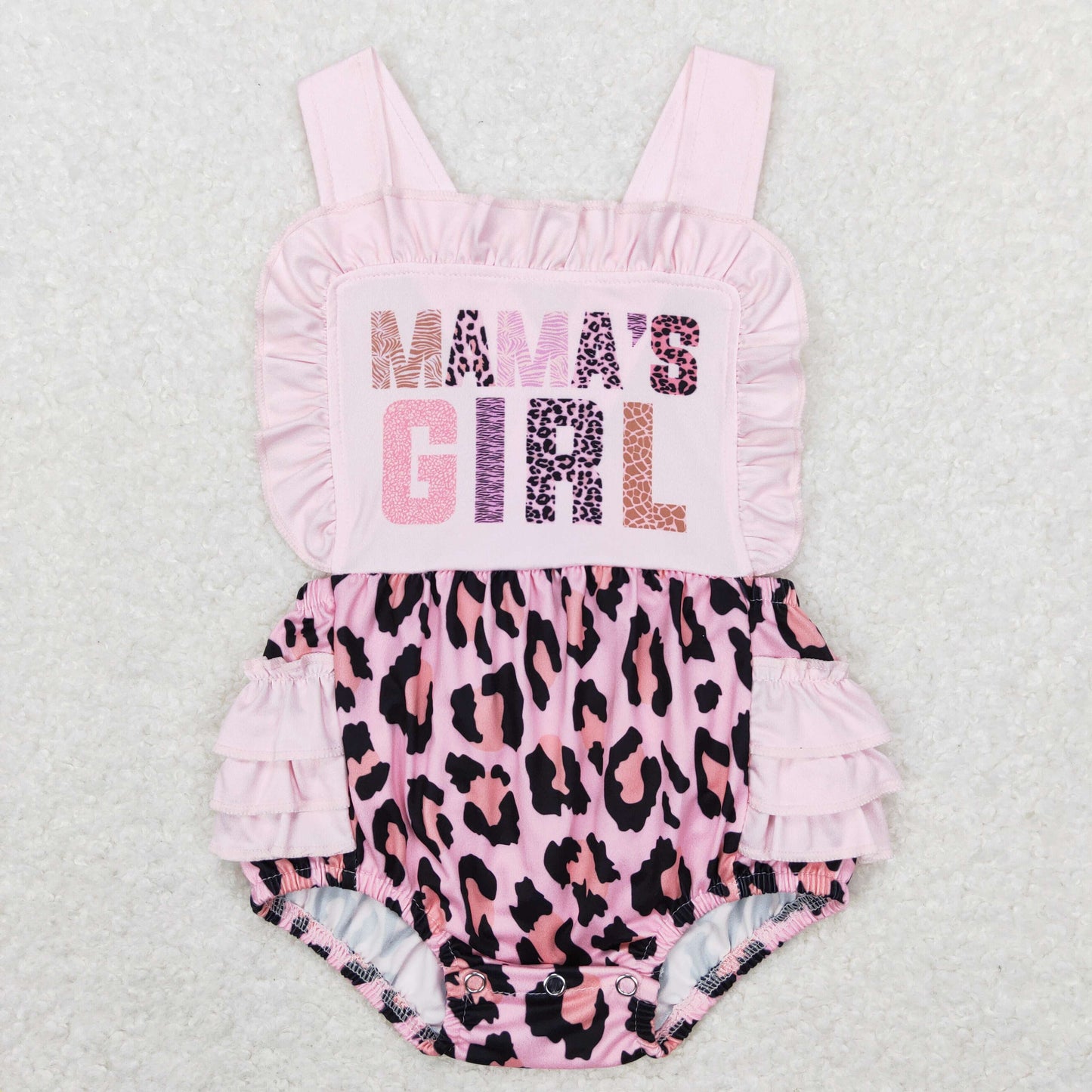 SR0596 Mama's Girl Pink Leopard Bubble Romper