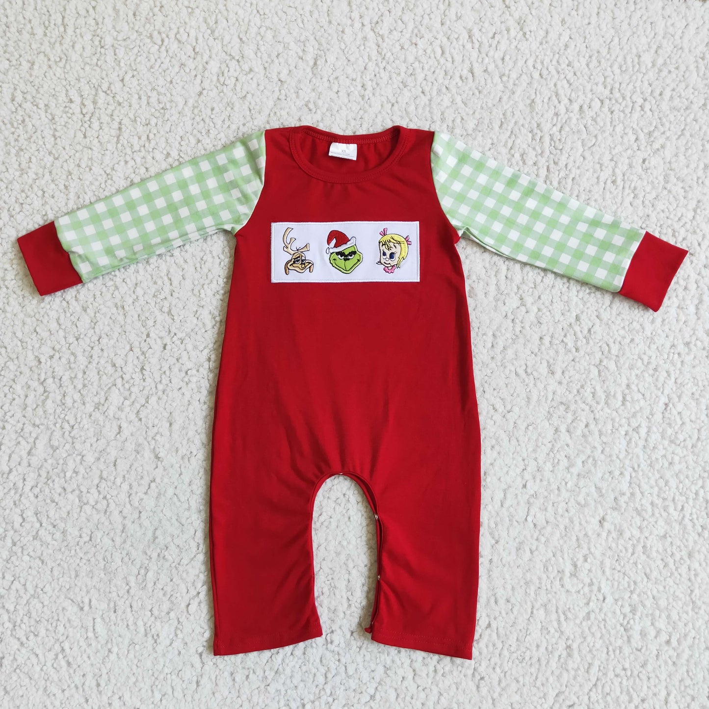 Sibling Baby Girls and Boys Christmas Character Embroidery Clothes Set Romper