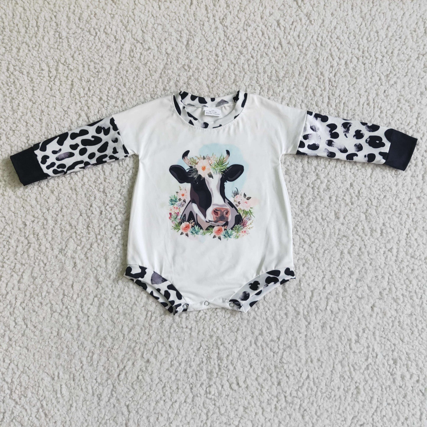 Newborn Baby Girls Cow Long Sleeve Romper