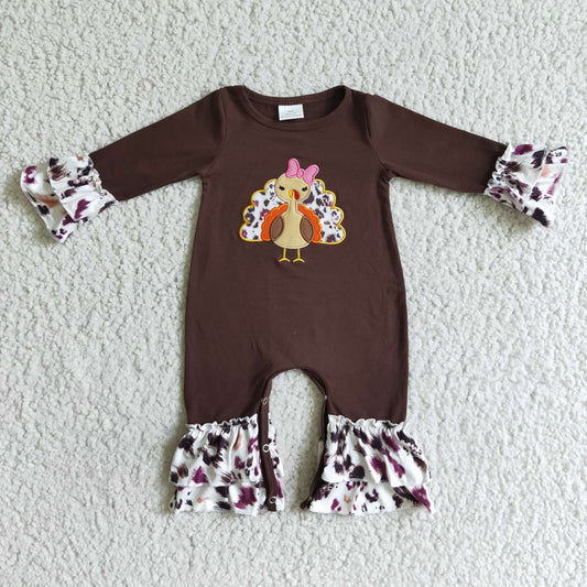 LR0038 Baby Girls Thanksgiving Turkey Romper