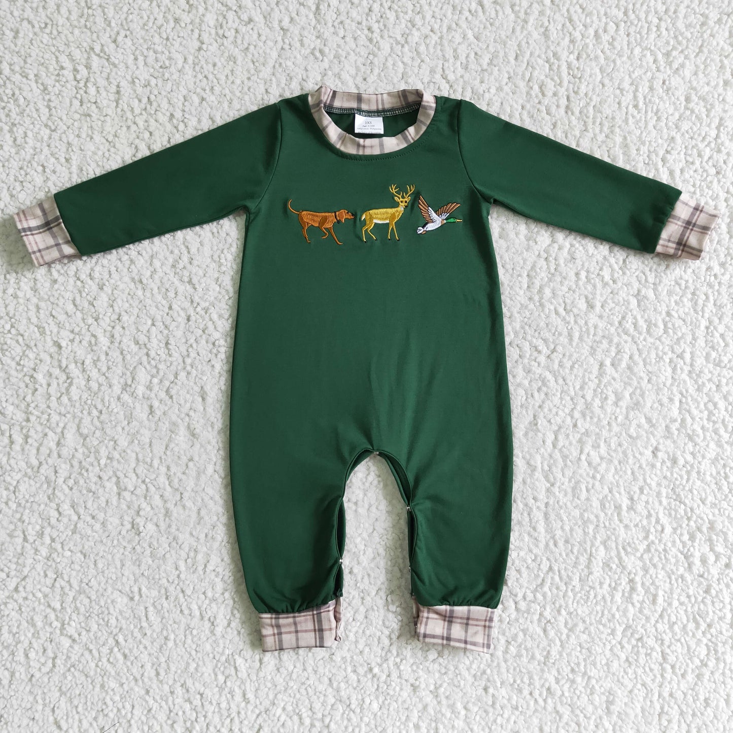 Baby Girls Boys Sibling Fall Hunting Dog Deer Duck Outfit and Romper