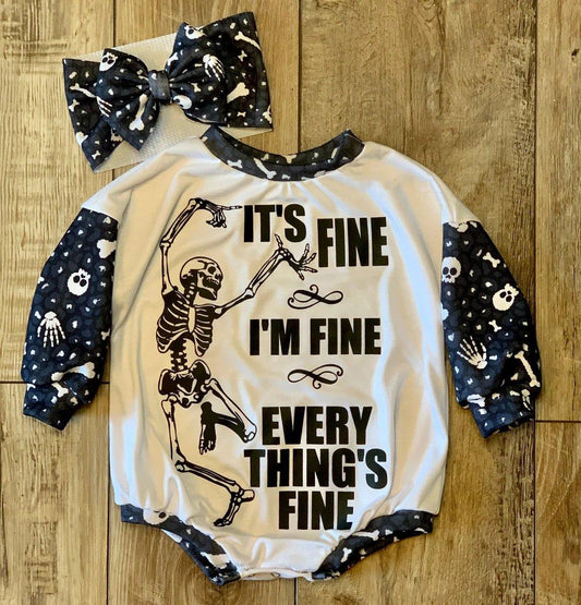 LR0123 Halloween Skull Shirt Romper