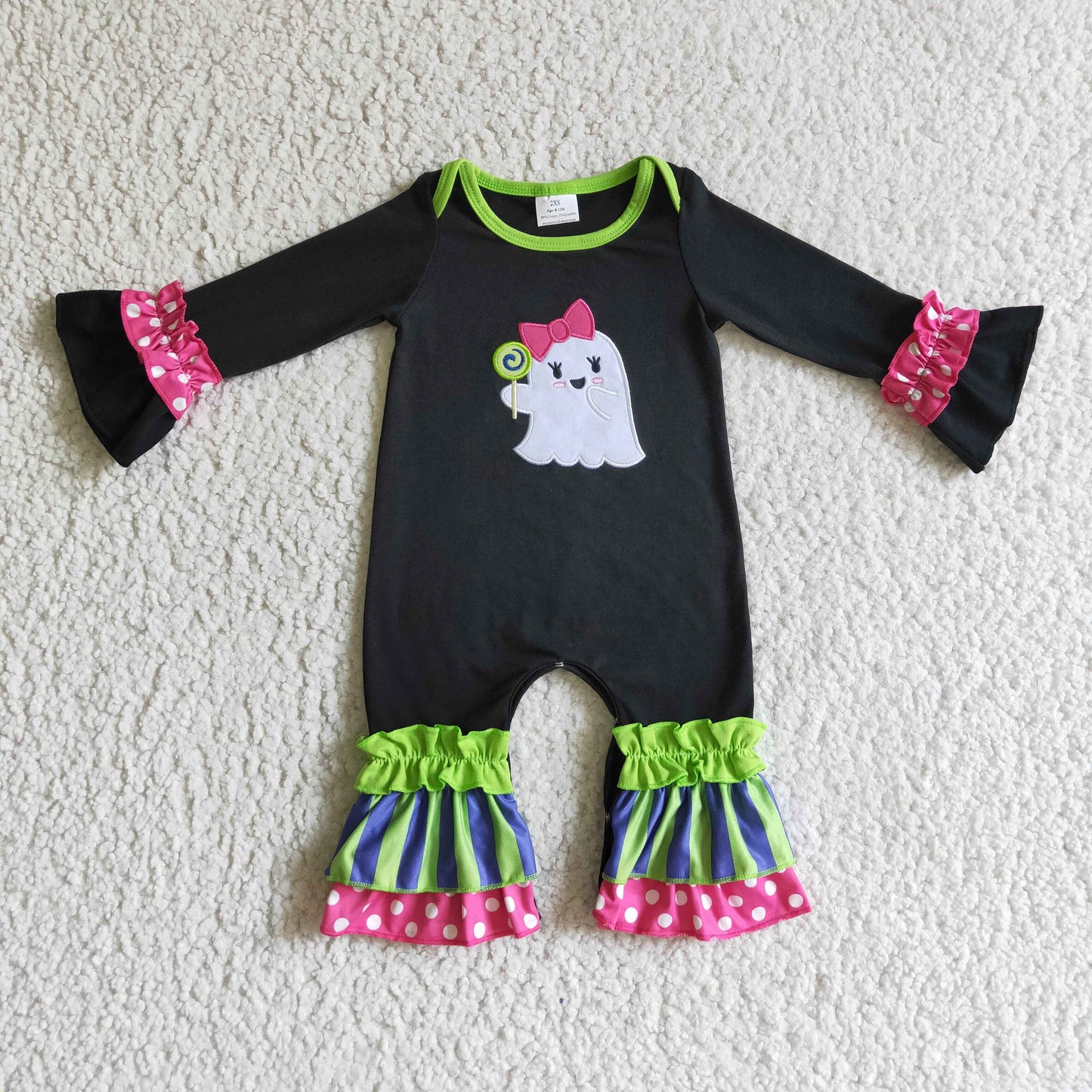 Sibling Baby Kids Applique Ghost Halloween Matching Clothes