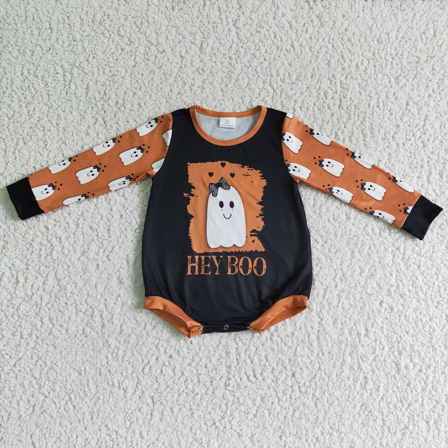LR0136 Baby Girls Halloween Cute Ghost Shirt Romper
