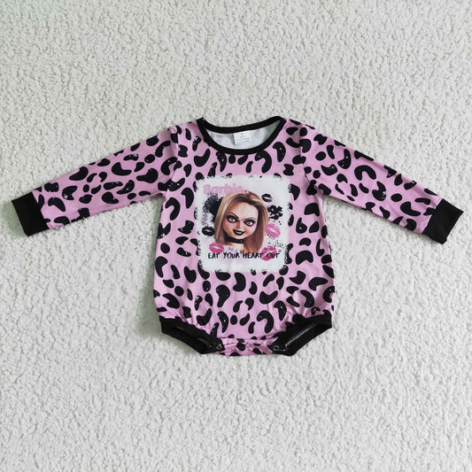 LR0142 Baby Girls Halloween Leopard Shirt Romper