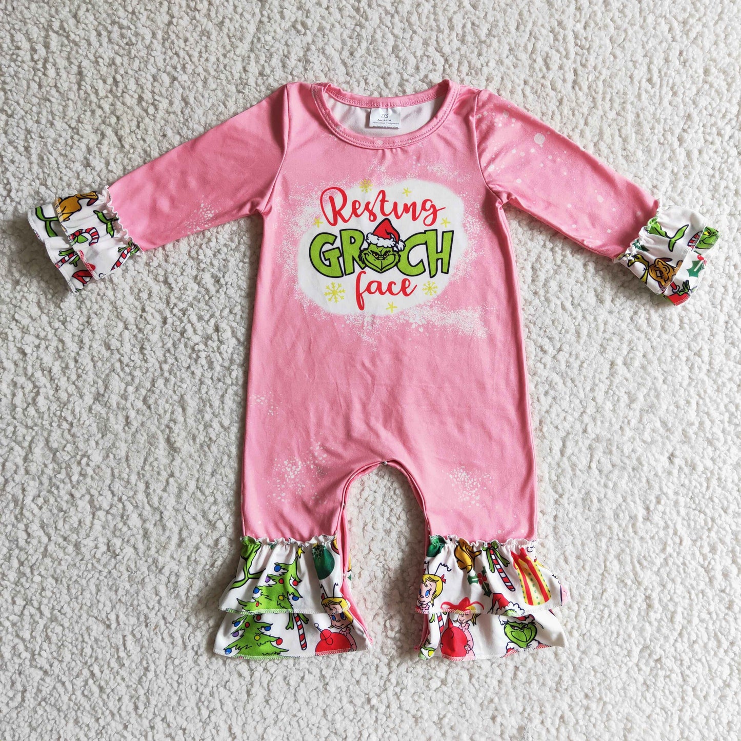 SIbling Girls Christmas Grinc Outfit and Romper