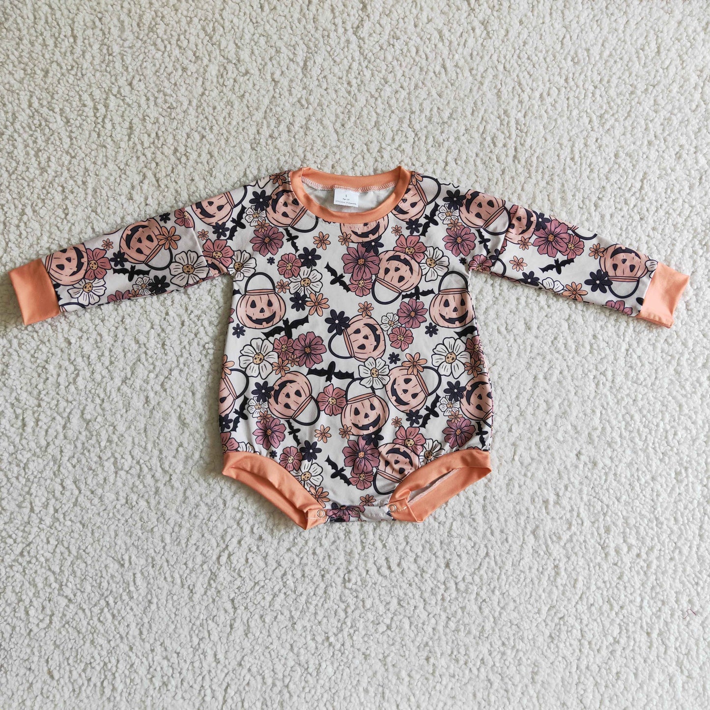 LR0159 Halloween Pumpkin Shirt Romper