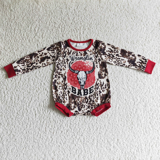 LR0164 Cowboys Baby Leopard Long Sleeve Romper $5.5