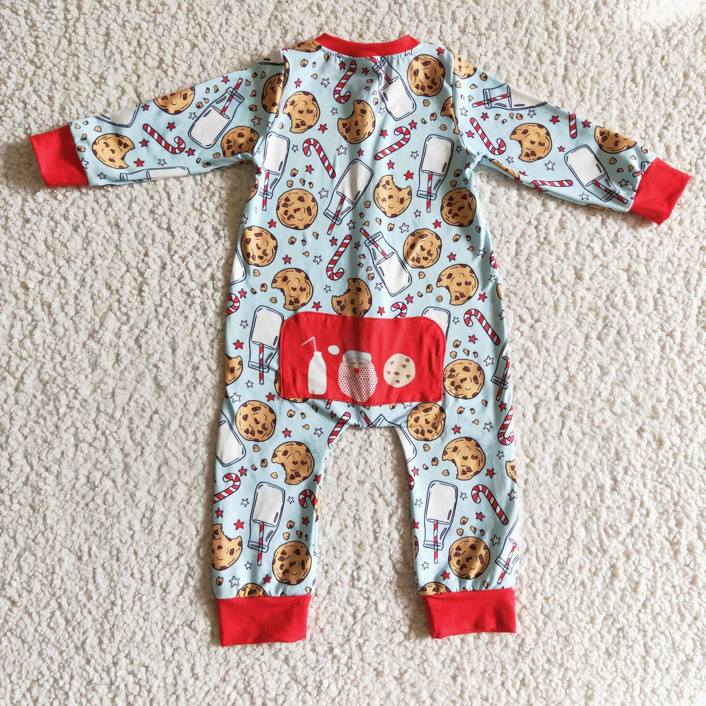 Baby Sibling Christmas  Milk Santa Cookie Outfit and Romper