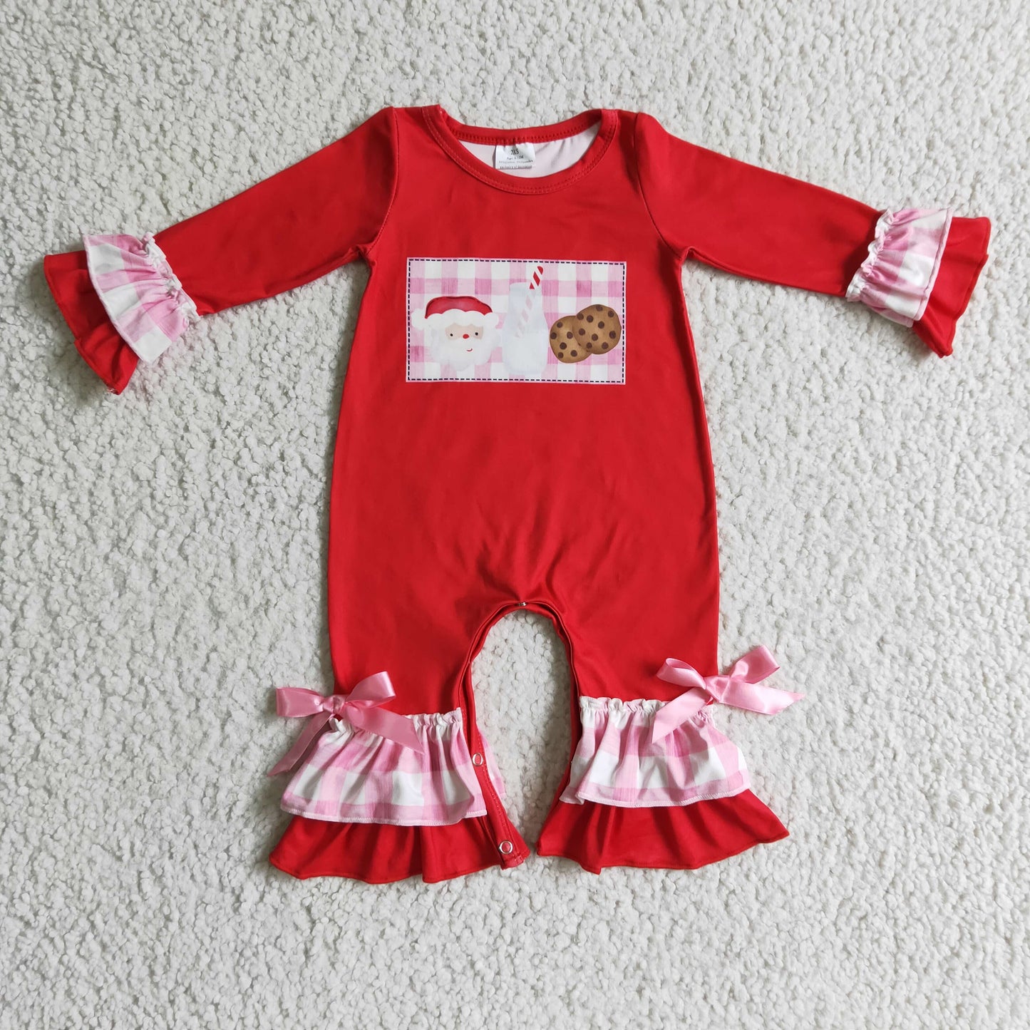 Baby Sibling Christmas  Santa  Milk Cookie Outfit and Romper