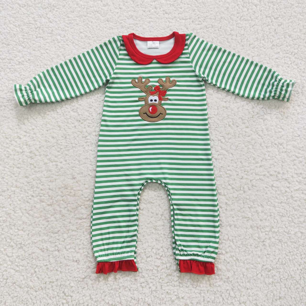 Baby Boys Girls  Sibling Christmas  Deer Green Striped Clothes