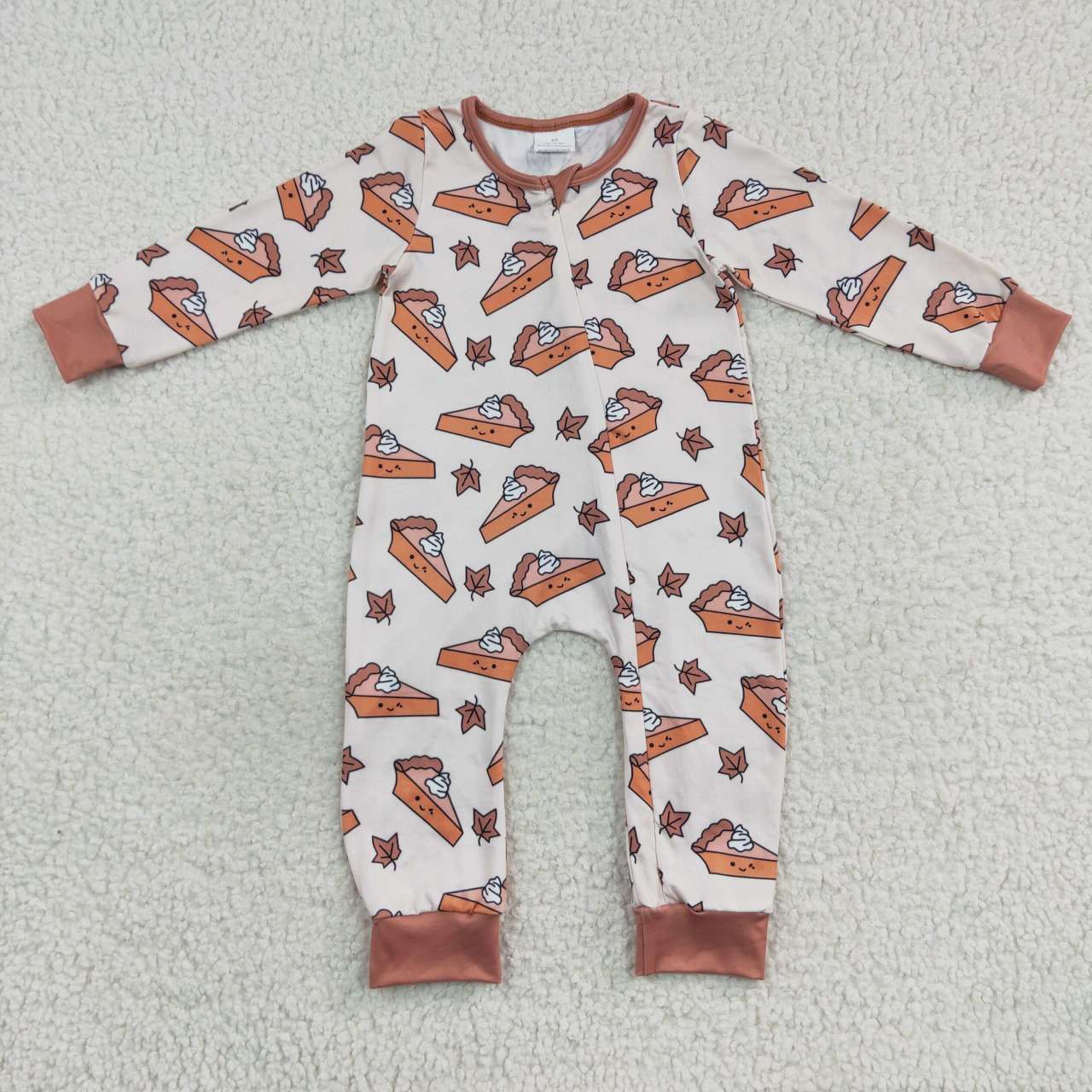 LR0353 Thanksgiving Pie Romper With Zipper