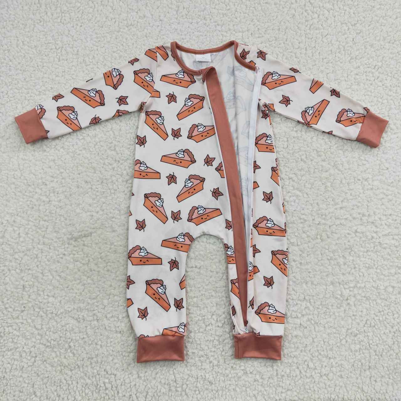 LR0353 Thanksgiving Pie Romper With Zipper