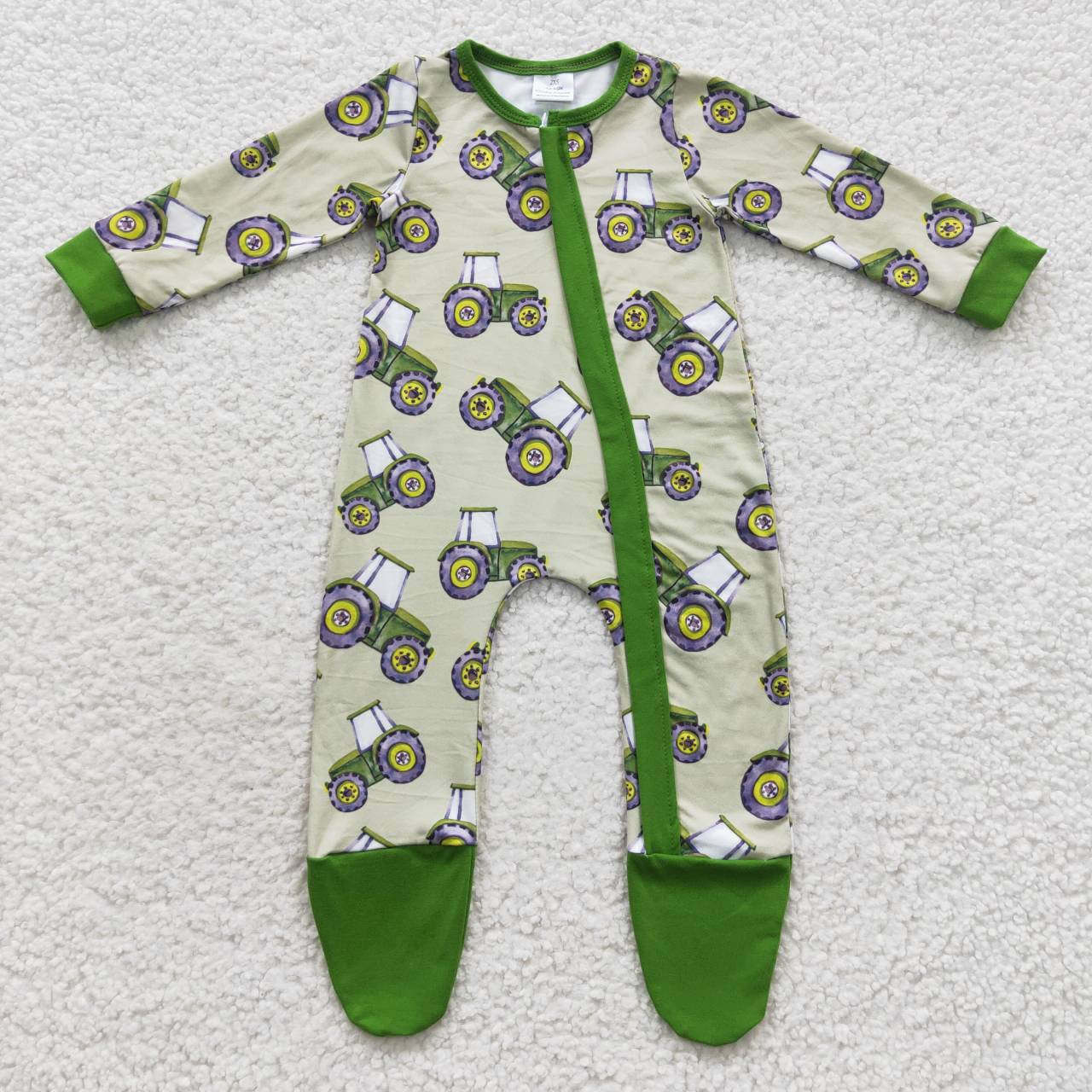 Sibling Baby   Boys  Farm  Long Sleeve Footie Zip Rompers